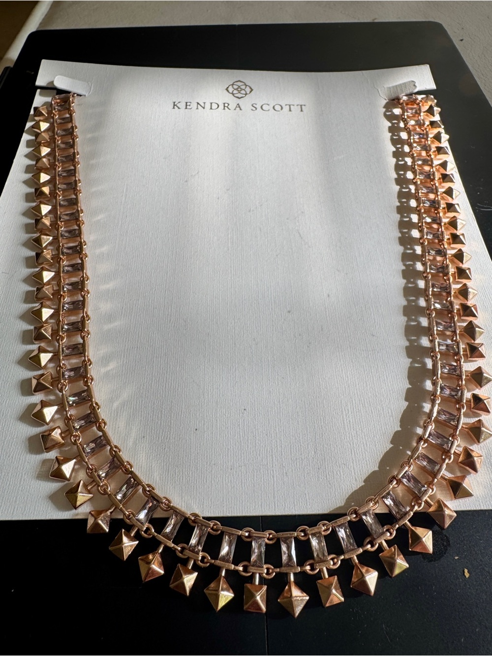 Kendra Scott Rose Gold Pyramid-Trim Necklace NWT